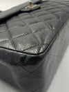 Sold-CHANEL Caviar Jumbo Flap Shoulder Bag black Silver hardware