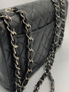 Sold-CHANEL Caviar Jumbo Flap Shoulder Bag black Silver hardware