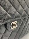 Sold-CHANEL Caviar Jumbo Flap Shoulder Bag black Silver hardware