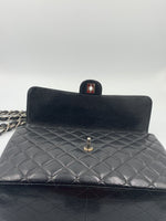 Sold-CHANEL Caviar Jumbo Flap Shoulder Bag black Silver hardware