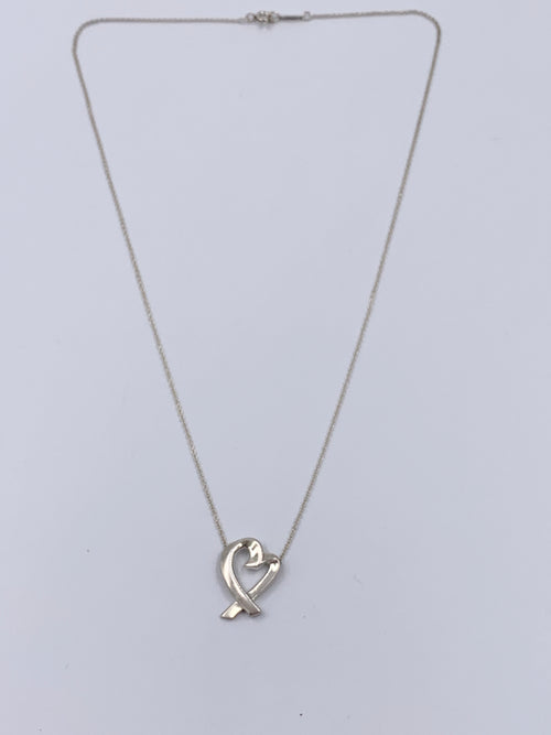 Tiffany 
Co Paloma Picasso Loving Heart Pendent Silver Necklace