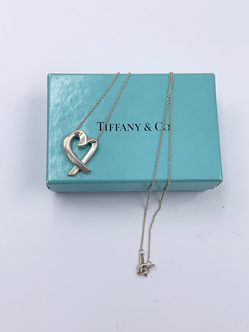 Tiffany 
Co Paloma Picasso Loving Heart Pendent Silver Necklace