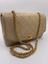 Sold-CHANEL Lambskin Medium Diana Single Chain Single Flap Bag Beige/gold