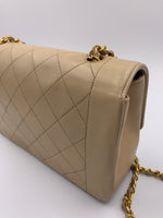 Sold-CHANEL Lambskin Medium Diana Single Chain Single Flap Bag Beige/gold