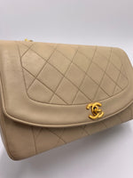 Sold-CHANEL Lambskin Medium Diana Single Chain Single Flap Bag Beige/gold