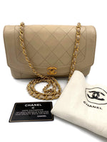 Sold-CHANEL Lambskin Medium Diana Single Chain Single Flap Bag Beige/gold