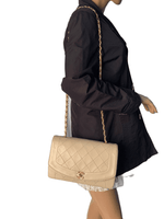 Sold-CHANEL Lambskin Medium Diana Single Chain Single Flap Bag Beige/gold