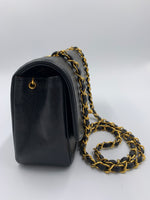 Sold-CHANEL Lambskin Small Diana Single Chain Single Flap Bag Black Gold Hardware