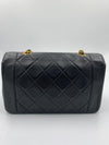 Sold-CHANEL Lambskin Small Diana Single Chain Single Flap Bag Black Gold Hardware