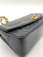 Sold-CHANEL Lambskin Small Diana Single Chain Single Flap Bag Black Gold Hardware