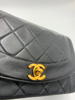 Sold-CHANEL Lambskin Small Diana Single Chain Single Flap Bag Black Gold Hardware