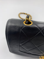 Sold-CHANEL Lambskin Small Diana Single Chain Single Flap Bag Black Gold Hardware