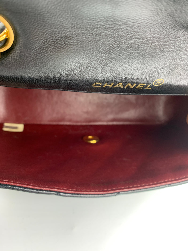 Sold-CHANEL Lambskin Small Diana Single Chain Single Flap Bag Black Gold Hardware