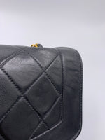 Sold-CHANEL Lambskin Small Diana Single Chain Single Flap Bag Black Gold Hardware