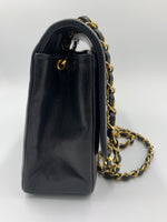 Sold-CHANEL Lambskin Medium Diana Single Chain Single Flap Bag Black Gold Hardware