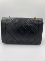 Sold-CHANEL Lambskin Medium Diana Single Chain Single Flap Bag Black Gold Hardware