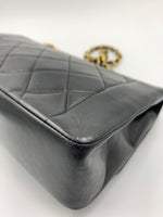 Sold-CHANEL Lambskin Medium Diana Single Chain Single Flap Bag Black Gold Hardware