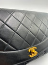 Sold-CHANEL Lambskin Medium Diana Single Chain Single Flap Bag Black Gold Hardware