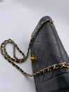 Sold-CHANEL Lambskin Medium Diana Single Chain Single Flap Bag Black Gold Hardware