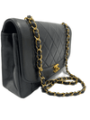 Sold-CHANEL Lambskin Medium Diana Single Chain Single Flap Bag Black Gold Hardware