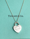 Sold-Tiffany 
Co 925 Silver Return to Tiffany Large Heart Lock with Necklace