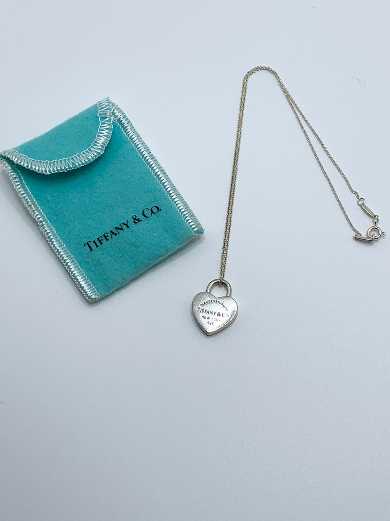 Sold-Tiffany 
Co 925 Silver Return to Tiffany Large Heart Lock with Necklace