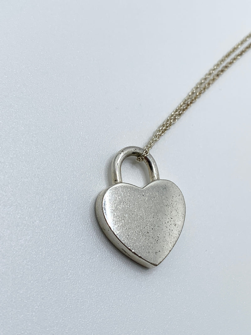 Sold-Tiffany 
Co 925 Silver Return to Tiffany Large Heart Lock with Necklace