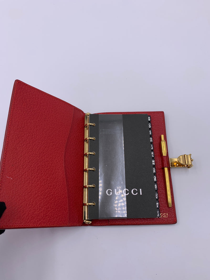 GUCCI Red 6-ring Agenda Planner with insert and pen