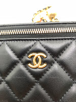 Sold-CHANEL Black Lambskin Pearl Crush Vanity Case Chain Bag Gold Hardware