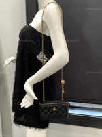 Sold-CHANEL Black Lambskin Pearl Crush Vanity Case Chain Bag Gold Hardware