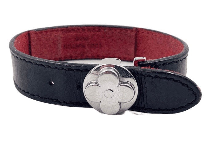 Sold-LOUIS VUITTON Black Leather Good Luck Bracelet