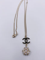 Sold-CHANEL CC Black Logo with Rhinestones Necklace C240