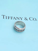 Sold-Tiffany 
Co 925 Silver Atlas Ring Size 5 1/2