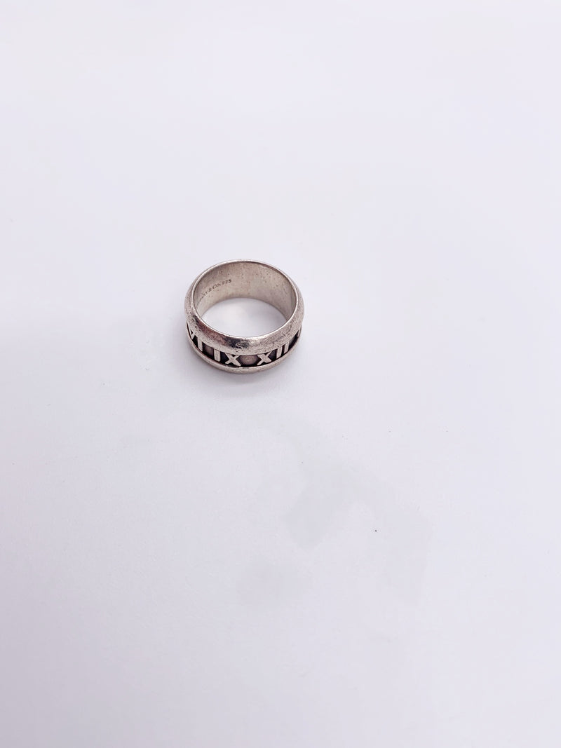 Sold-Tiffany 
Co 925 Silver Atlas Ring Size 5 1/2