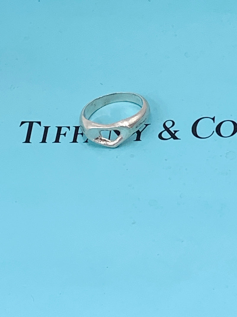 Sold-Tiffany 
Co 925 Silver Open Heart Ring Size 6