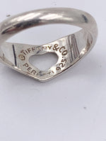 Sold-Tiffany 
Co 925 Silver Open Heart Ring Size 6