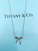 Sold-Tiffany 
Co Sterling Silver 925 Bow Pendant Necklace