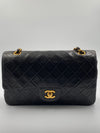 Sold-CHANEL Classic Lambskin Double Chain Double Medium Flap Bag black/gold