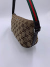 Sold-GUCCI GG Logo Brown Small Handbag with Green/Red Strap