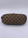 Sold-GUCCI GG Logo Brown Small Handbag with Green/Red Strap