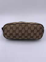 Sold-GUCCI GG Logo Brown Small Handbag with Green/Red Strap