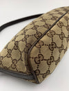 Sold-GUCCI GG Logo Brown Small Handbag with Green/Red Strap