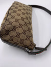 Sold-GUCCI GG Logo Brown Small Handbag with Green/Red Strap