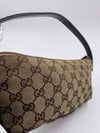 Sold-GUCCI GG Logo Brown Small Handbag with Green/Red Strap