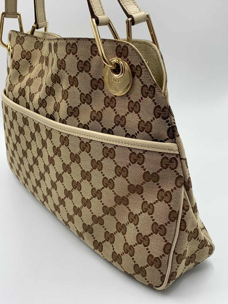 Sold-GUCCI GG Brown Shoulder Bag