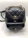 CHANEL Black lambskin Mini Duma Drawstring Backpack / Gold Hardware