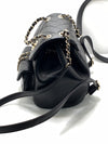 CHANEL Black lambskin Mini Duma Drawstring Backpack / Gold Hardware