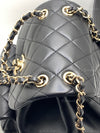 CHANEL Black lambskin Mini Duma Drawstring Backpack / Gold Hardware