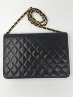 Sold-CHANEL Classic Lambskin Chain Flap Bag/clutch black/gold