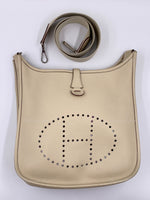 HERMES Ivory Beige Clemence Evelyne II PM Crossbody Bag